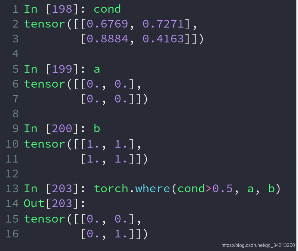 PyTorch——(4)where条件判断、gather查表_数据_02