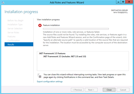 在Windows Server 2012 中安装 .NET 3.5 Framework_服务器