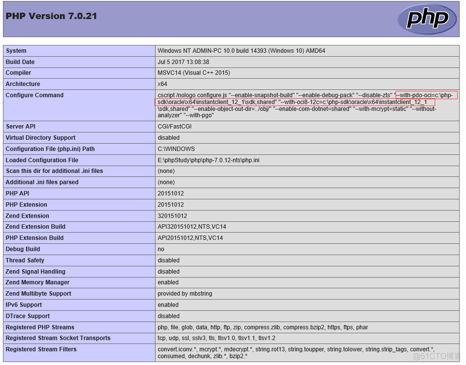 Windows下PHP7/5.6以上版本 如何连接Oracle 12c，并使用PDO_根目录