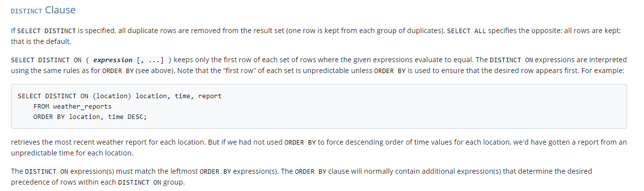 SELECT DISTINCT ON expressions must match initial ORDER BY expressions_分享