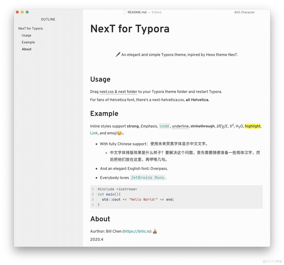 『NexT』，一款 NexT 风格的 Typora 主题_中文字体