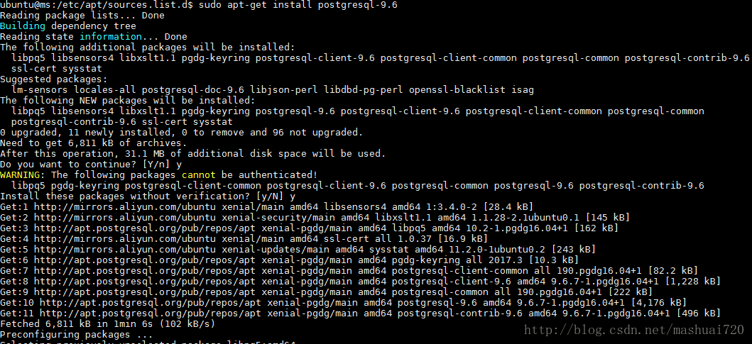 ubuntu 16.04 安装 PostgreSQL-9.6 及用pgadmin4连接测试_ubuntu