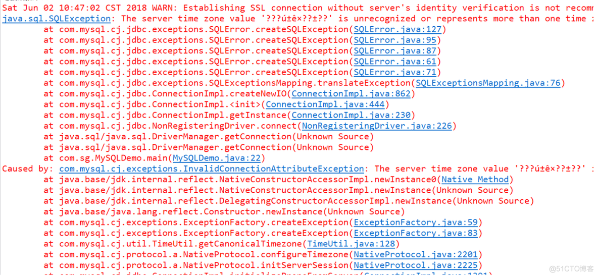 java.sql.SQLException: The server time zone value 