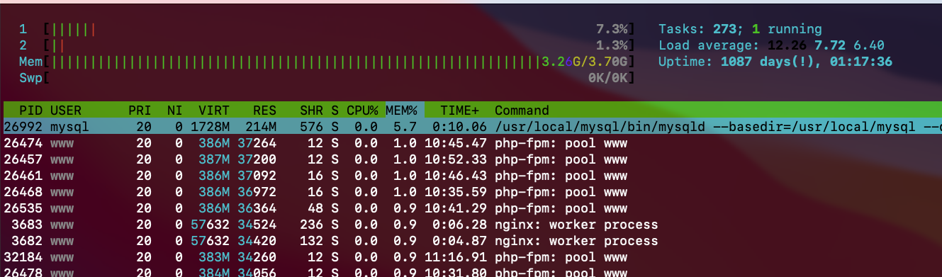 htop 动态查看linux内存使用情况_命令行