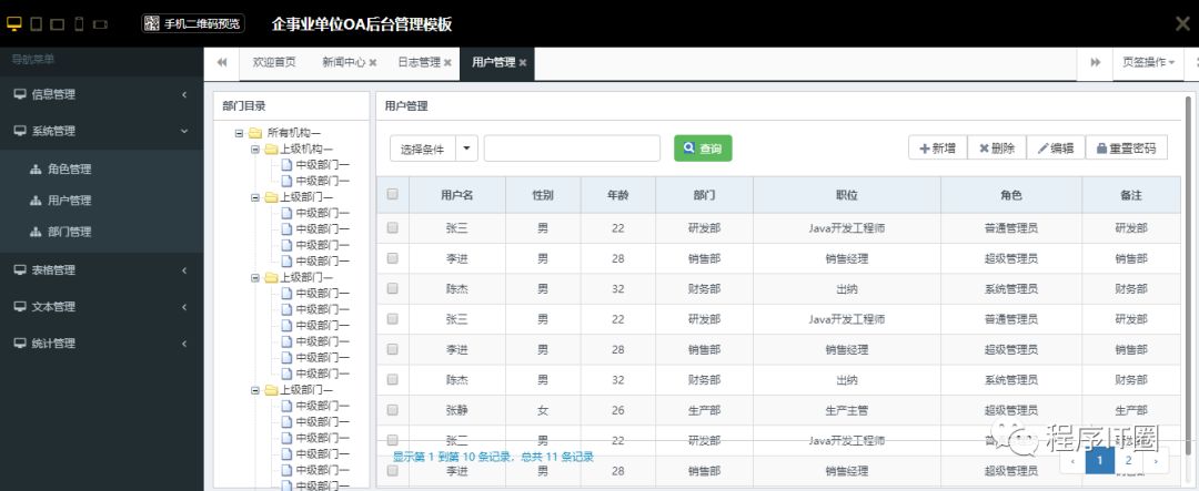 精选几个bootstrap后端框架模板，值得收藏！_oa系统_07