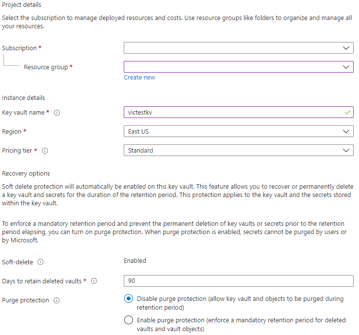 Azure Key Vault 简介_选项卡