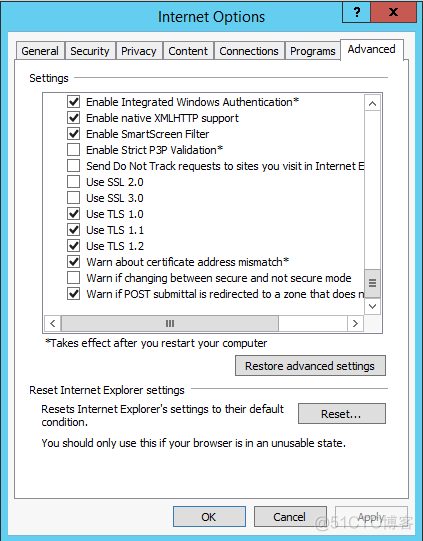 Tosca IE 浏览器的Internet Options 配置， 解决login很慢的问题_TOSCA自动化测试工具_07