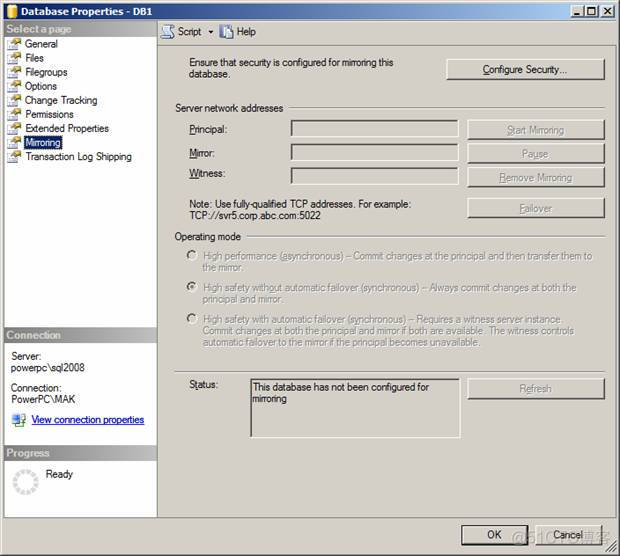 Database Mirroring in SQL Server 2008_sql_03