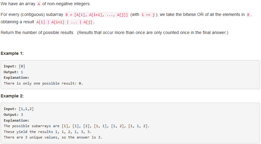 子序列的按位或 Bitwise ORs of Subarrays_问题求解