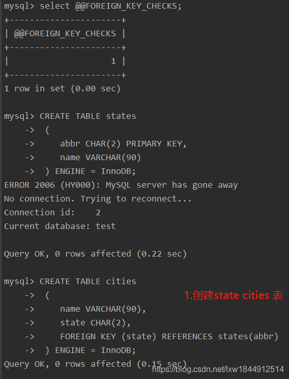 mysql 设置外键约束SET FOREIGN_KEY_CHECKS=1_表结构