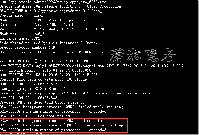 ORA-01501: CREATE DATABASE failed_后台进程_02