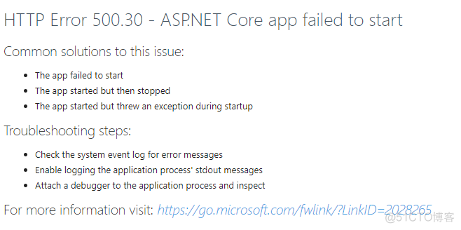 .NET Core5 MVC/WebAPI - HTTP Error 500.30 - ASP.NET Core app failed to start_解决方案