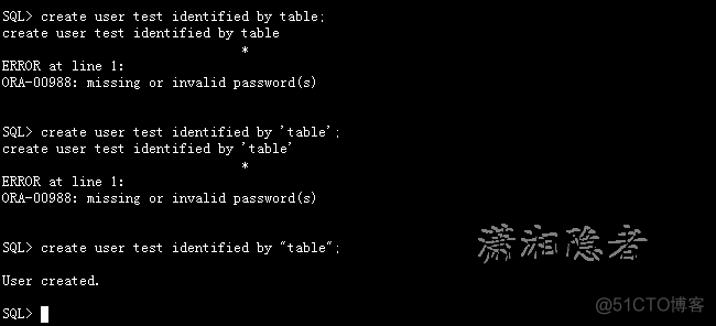 ORA-00988: missing or invalid password(s)_ide
