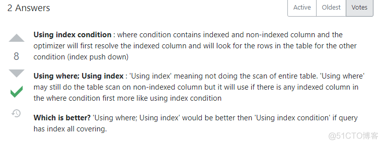 using index condition和Using where; Using index 哪个好？_学习