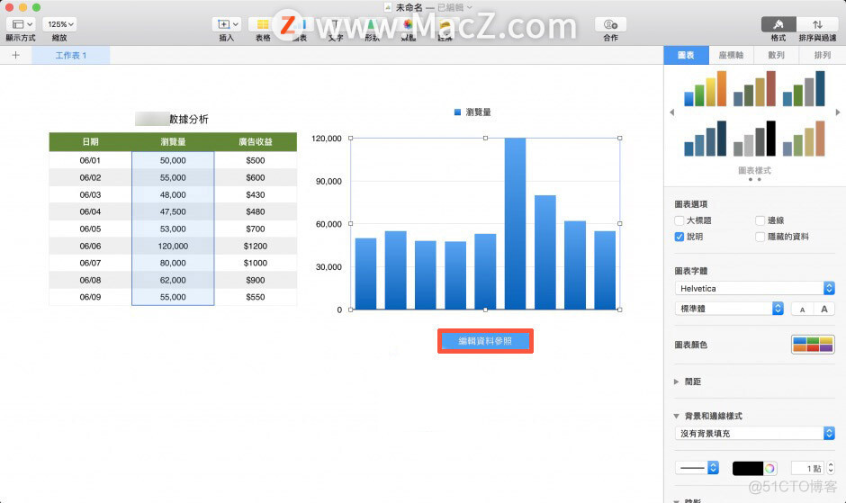 如何使用 Numbers 制作编辑精美图表、互动式图表？_苹果Mac_03