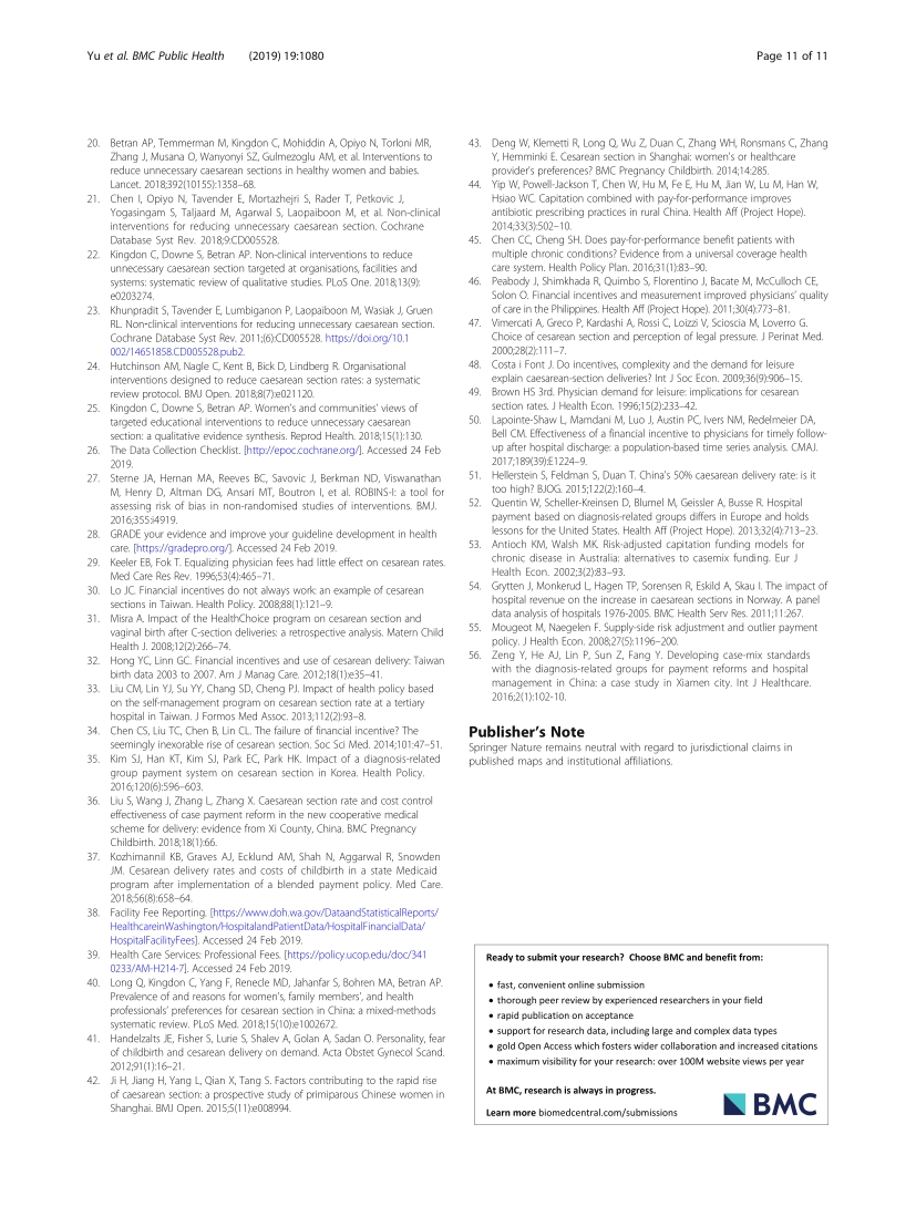 The effectiveness of financial intervention strategies for reducing caesarean section rates: a systematic review_论文集_11