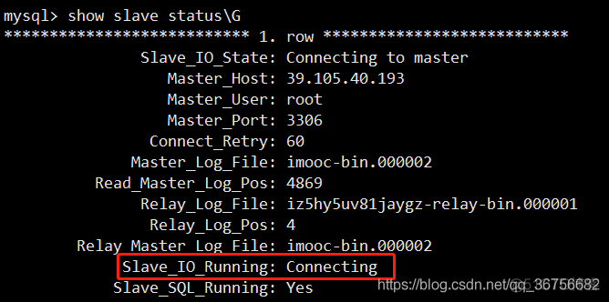 Slave_IO_Running：Connecting ；_重启