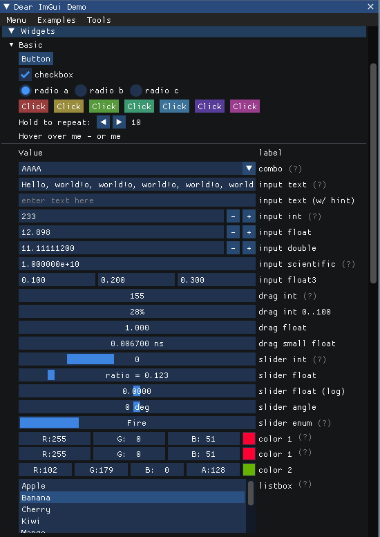 ImGui-imgui实例解析之ShowDemoWindowWidgets-Basic_ide