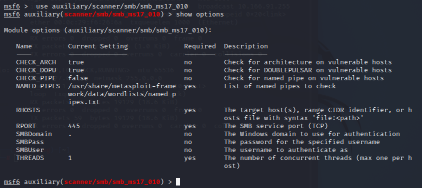 kali渗透测试日记 - 通过Metasploit利用ms17-010永恒之蓝漏洞_加载_02