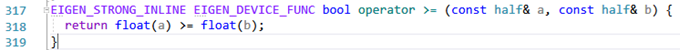 图12 Eigen库中half数据类型operator>=函数定义