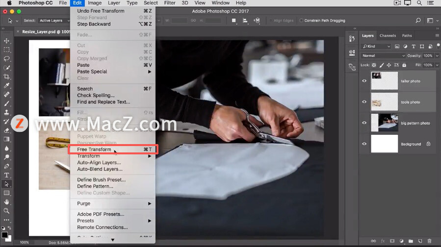 Photoshop 入门教程，处理图层「3」如何调整图层大小？_苹果Mac_09