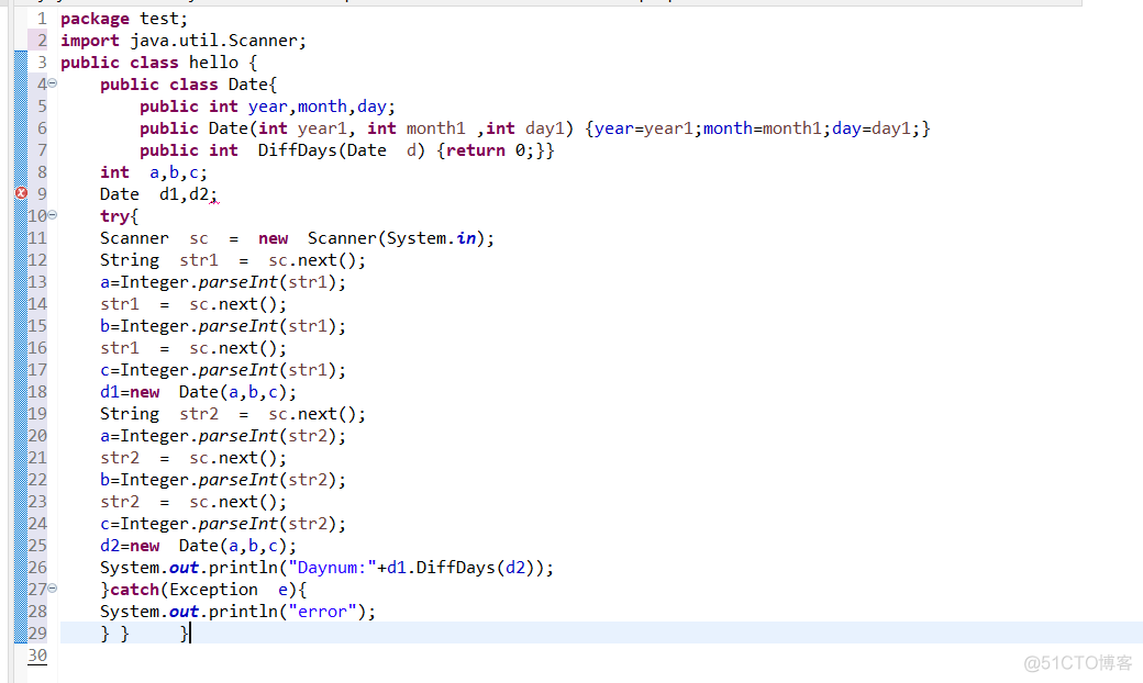 Syntax error, insert "}" to complete ClassBody_java