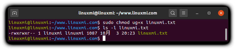 Linux修改权限命令chmod用法示例_文件权限_04