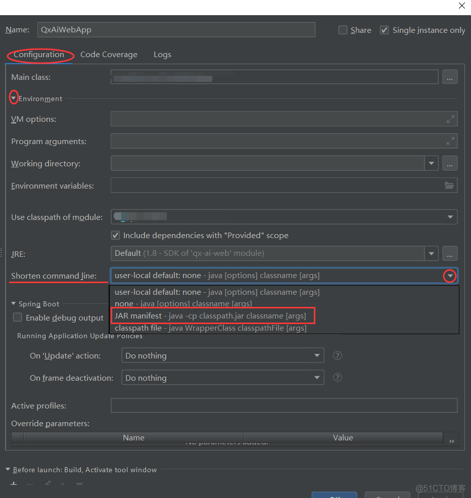 Command line is too long. Shorten command line for TestWebApp or also for Spring Boot default configuration._IDEA_03