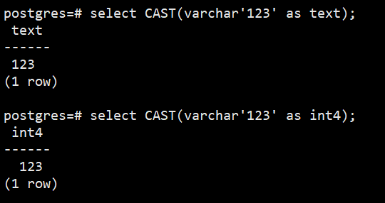 postgresql数据类型转换_json