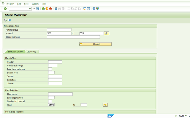 SAP MM 事务代码RWBE查询库存_RWBE