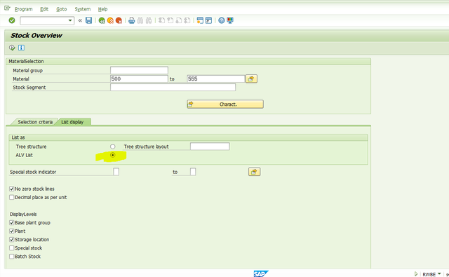 SAP MM 事务代码RWBE查询库存_MMBE_03