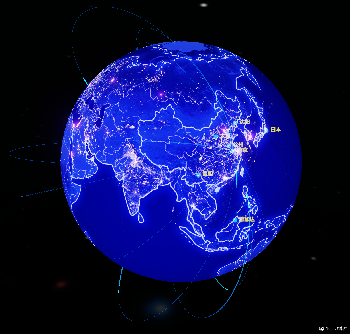 html5基於echarts製作3d炫酷世界地圖地球製作地圖勾起動畫非常炫酷