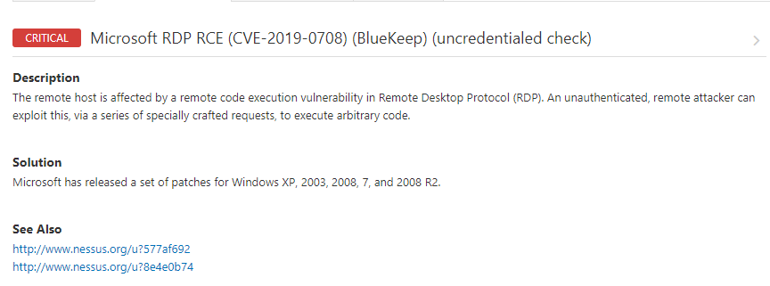 Microsoft RDP RCE (CVE-2019-0708) (BlueKeep) (uncredentialed check)_远程桌面