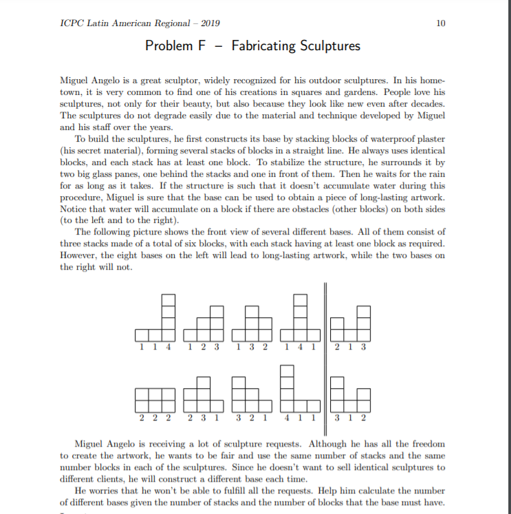 【单峰计数DP】Problem F – Fabricating Sculptures_5e