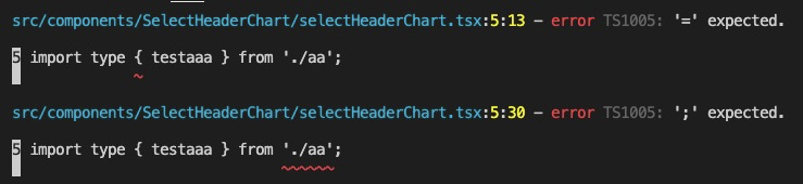 typescript 报错 TS1005 ; expected_json