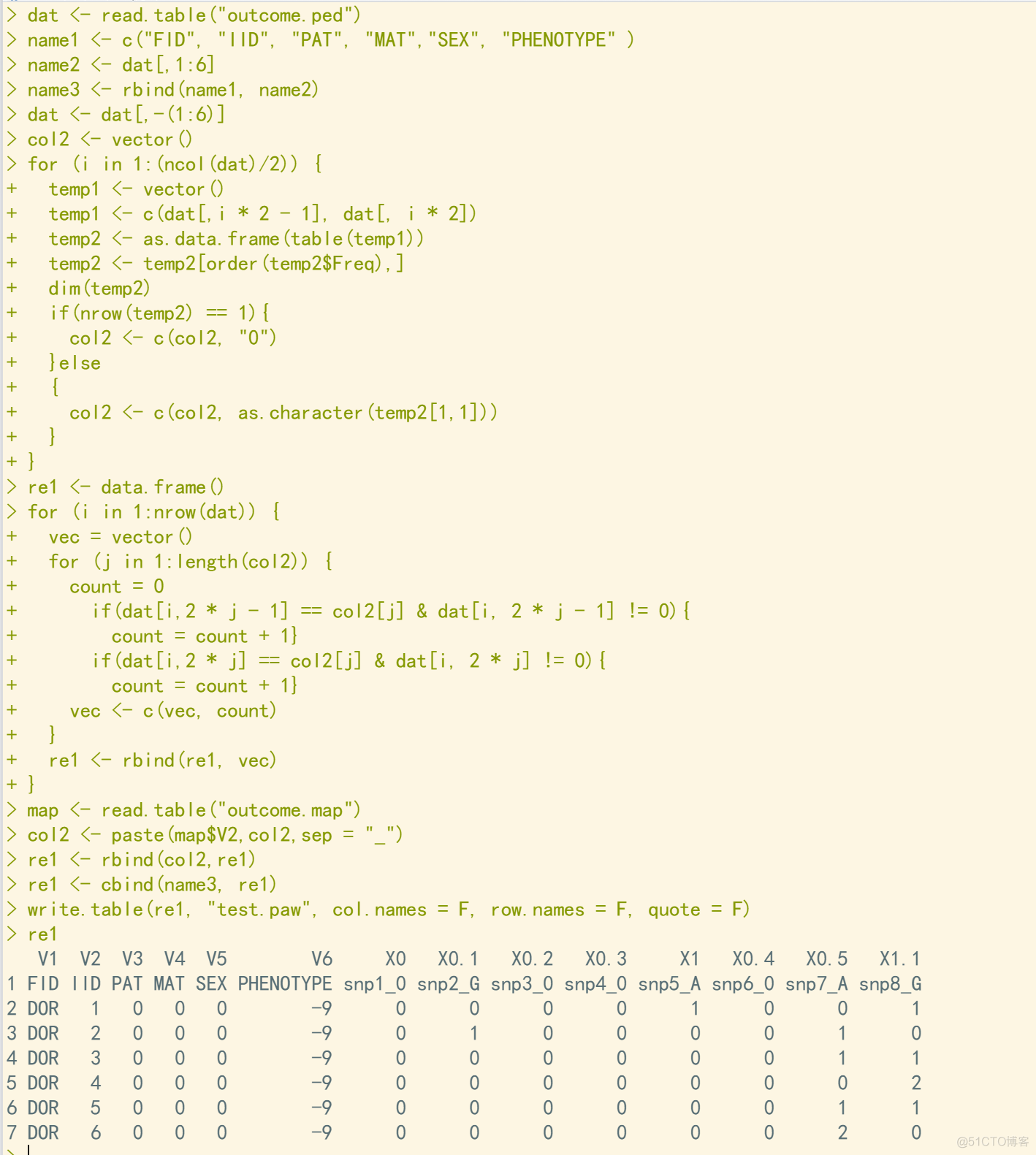 R语言中实现plink --recode A指令_Linux