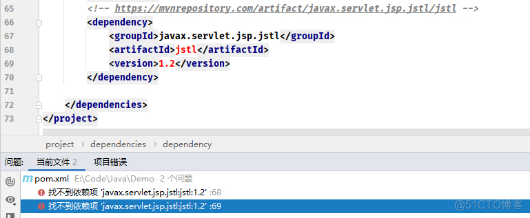 无法解析 javax.servlet.jsp.jstl:jstl:1.2_无法解析