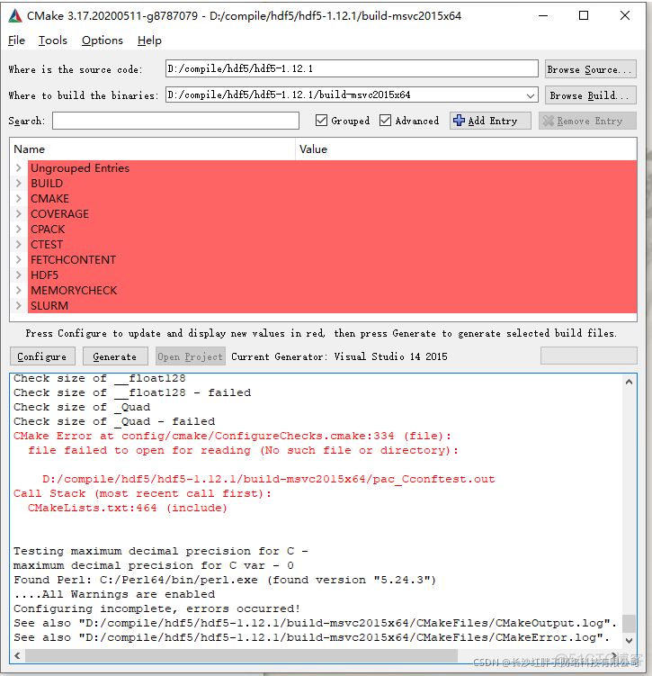 Hdf5开发笔记（一）：hdf5介绍，在windows上编译msvc2015x64版本_perl_12