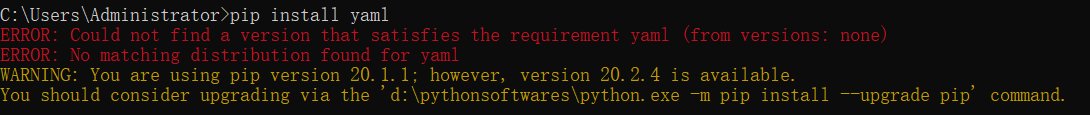 ERROR: Could not find a version that satisfies the requirement yaml (from versions: none) ERROR: No_各种资料_02