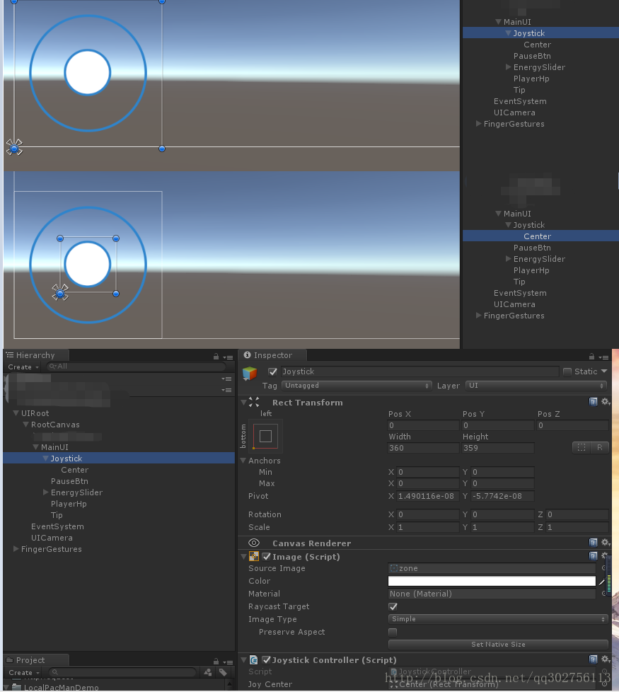 [Unity]自适应，动态变化位置的摇杆的实现。_拖拽