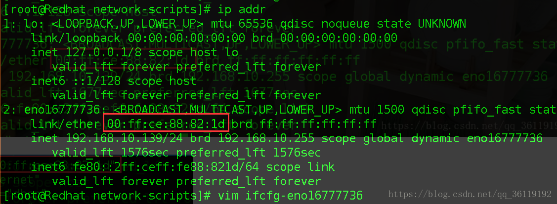 Redhat中网络启动错误解决办法( Failed to start LSB: Bring up/down networking RTNETLINK answers: File exists)_mac地址_02