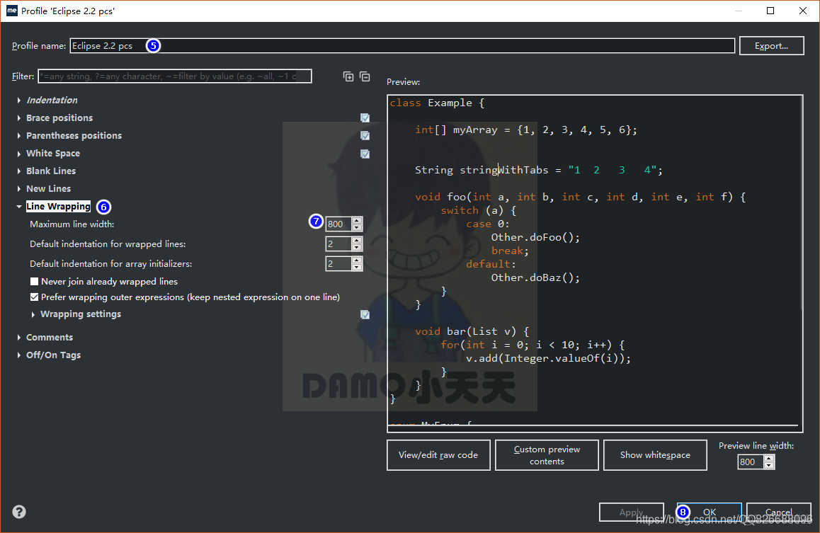 myeclipse代码格式化时会被强制换行（java、html）_默认值_02