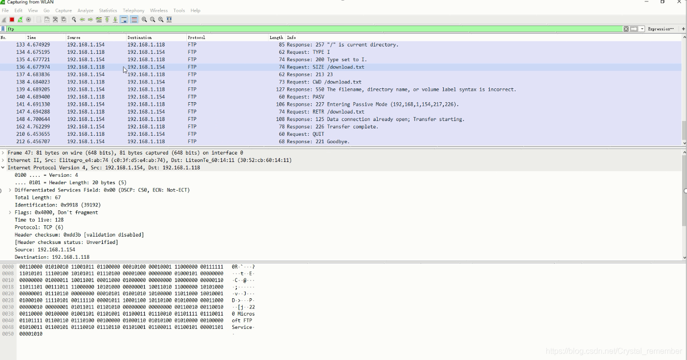 FTP协议中的登录 上传 下载 新建目录 删除目录 的wireshark包分析（一文看完TCP包分析，附源文件，ppt，操作视频）_ftp_10