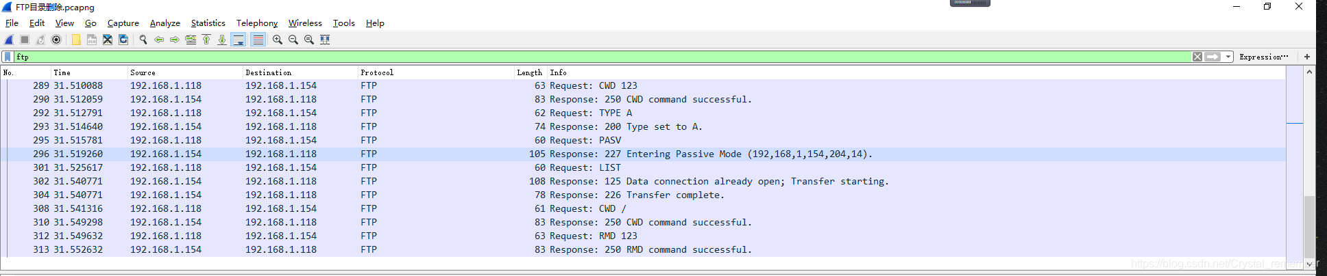 FTP协议中的登录 上传 下载 新建目录 删除目录 的wireshark包分析（一文看完TCP包分析，附源文件，ppt，操作视频）_wireshark_29