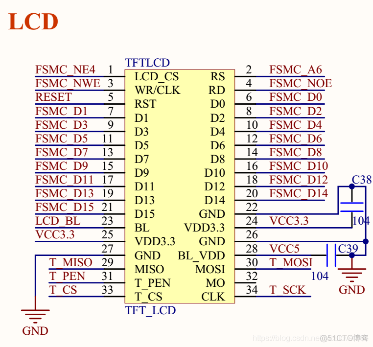 STM32CubeMX | 35-使用硬件FSMC驱动TFT-LCD屏幕（MCU屏，NT35510控制器）_引脚_14