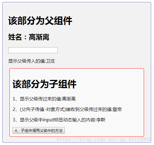 Vue入门-父组件向子传值与子组件调用父组件中的方法_默认值