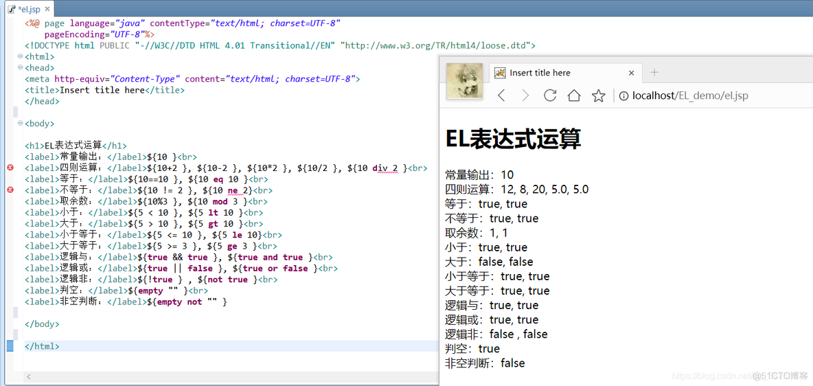 EL 表达式和 JSTL 标签（2）_ EL_EL 表达式运算_3c_03