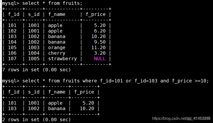 MySQL表查询：SELECT、WHERE、BETWEEN、LIKE、IS NULL、IN/AND/OR、DISTINCT、ORDER BY、DESC、LIMIT、NOT、完全限定查询_操作符_17