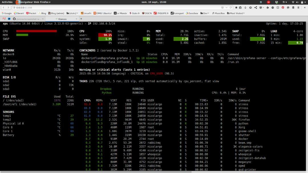 系统之眼！Linux系统性能监控工具Glances_服务端_04