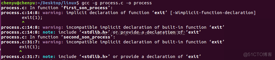 linux c之出现warning: implicit declaration of function ‘exit’ [-Wimplicit-function-declaration]这个问题_linux c